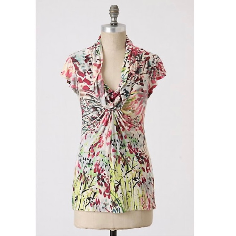 Anthropologie Fountain Overflowing Tee by Velvet, Size P for XS